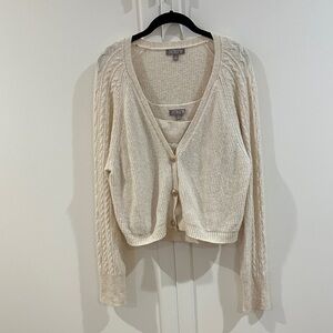 J. Crew Women's Cream Button-Up Cardigan Sweater set